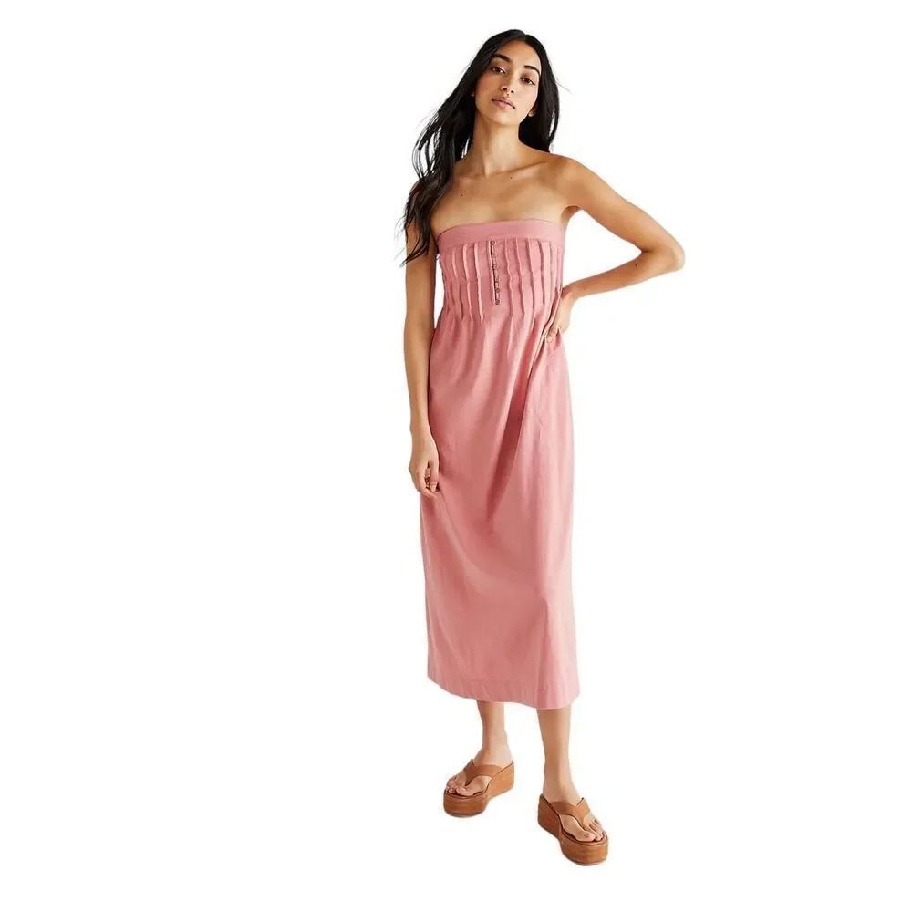 Free People Annabelle cotton midi dress size Stretch back size S